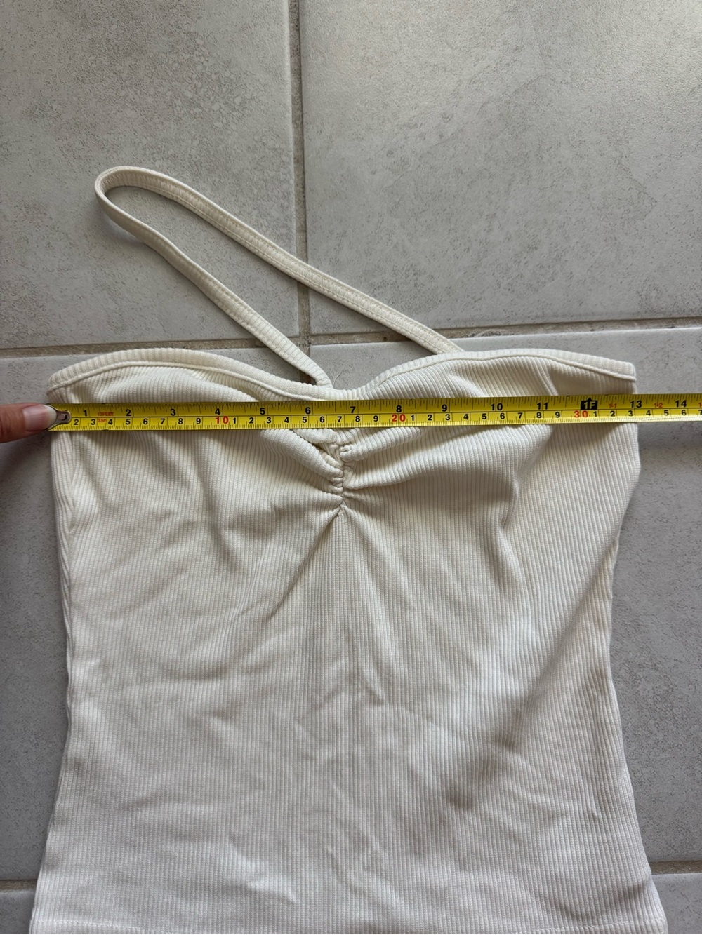 Agolde Cream Ribbed Tank Small - Picture 4 of 7